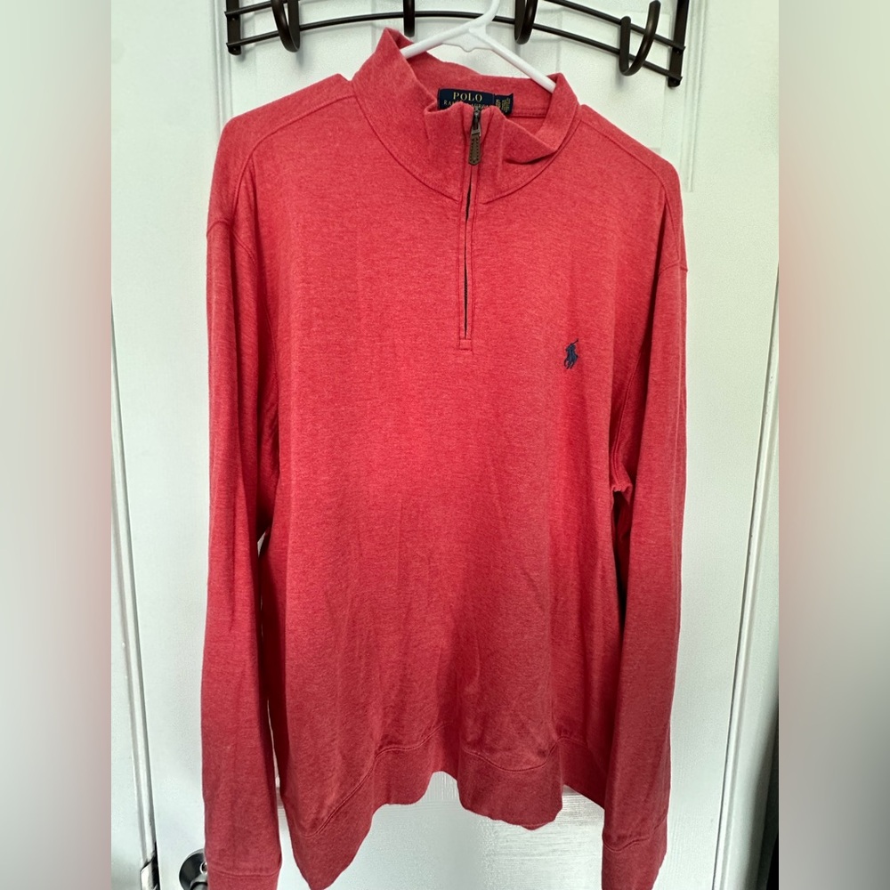 Polo by Ralph Lauren Men's Coral Colored Half-Zip Sweater- XL-